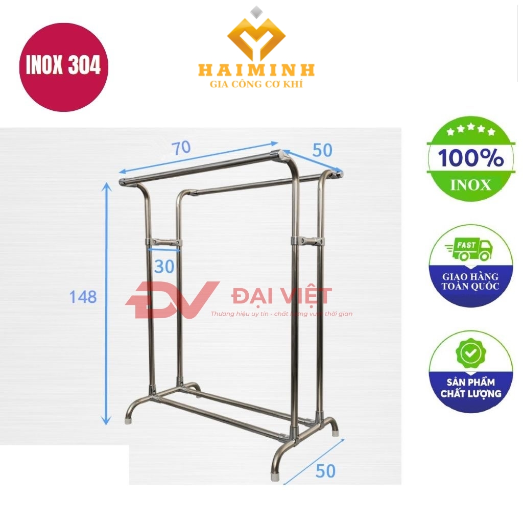 sao treo quan ao inox 70x50x148cm