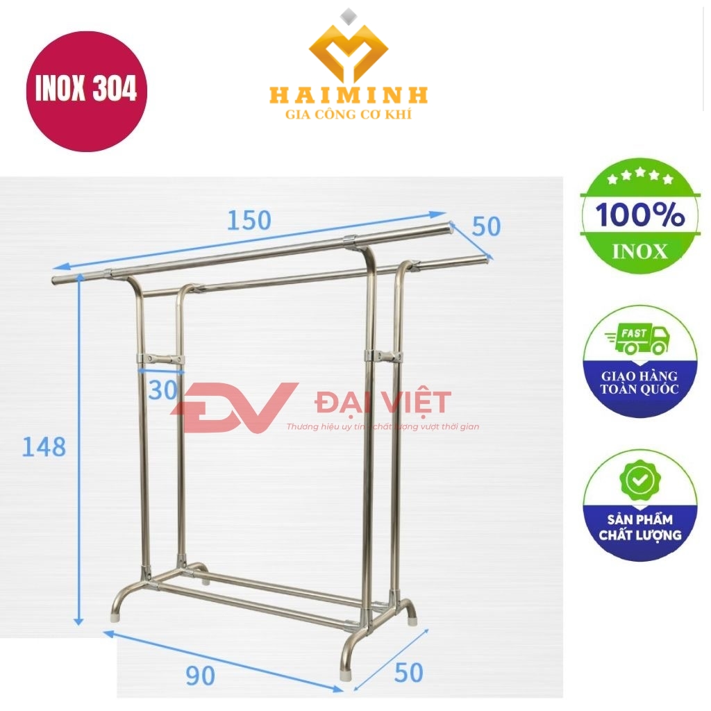 sao treo quan ao inox 90x50x148cm