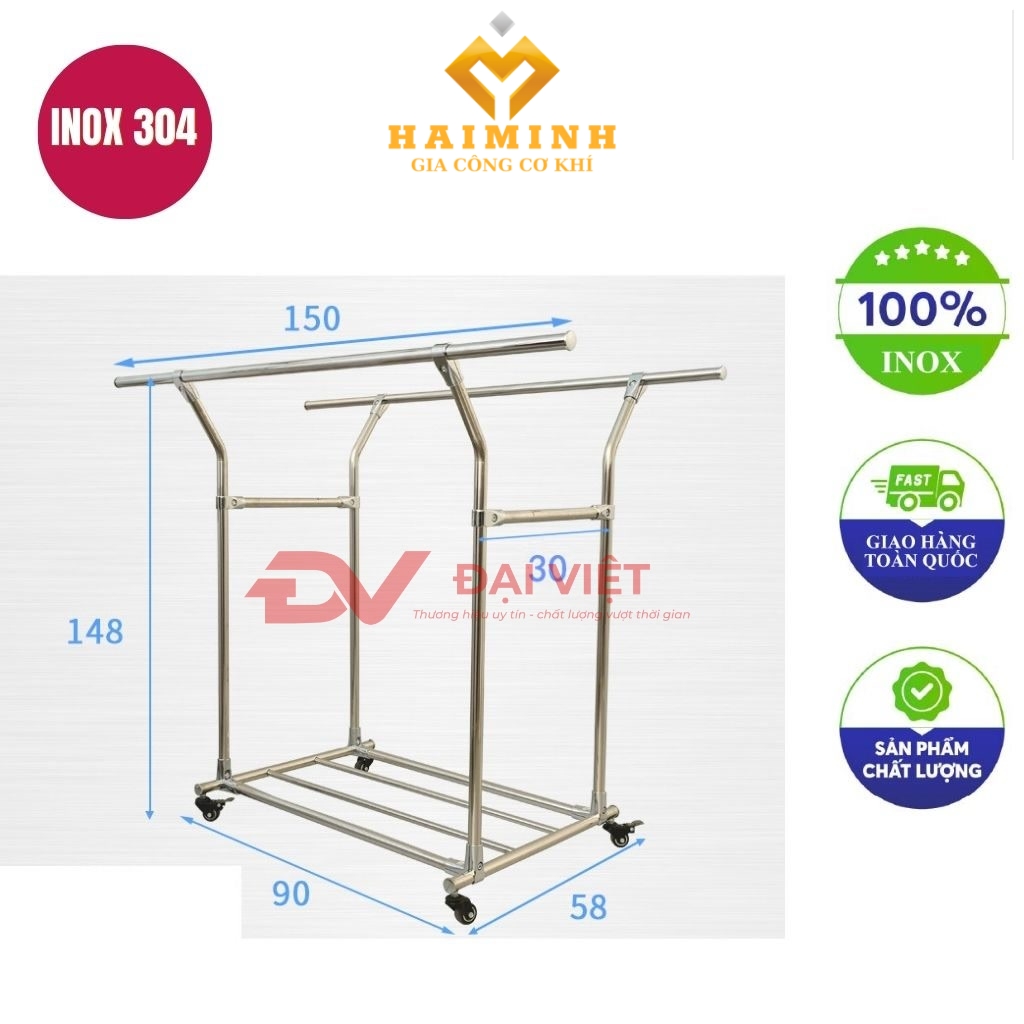 sao treo quan ao inox 90x58x148cm