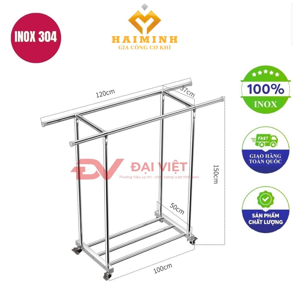 sao treo quan ao inox doi 100x50x150cm