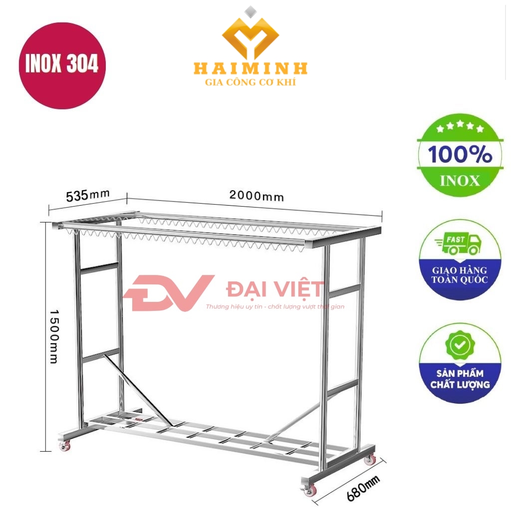 sao treo quan ao inox doi 200x68x150cm
