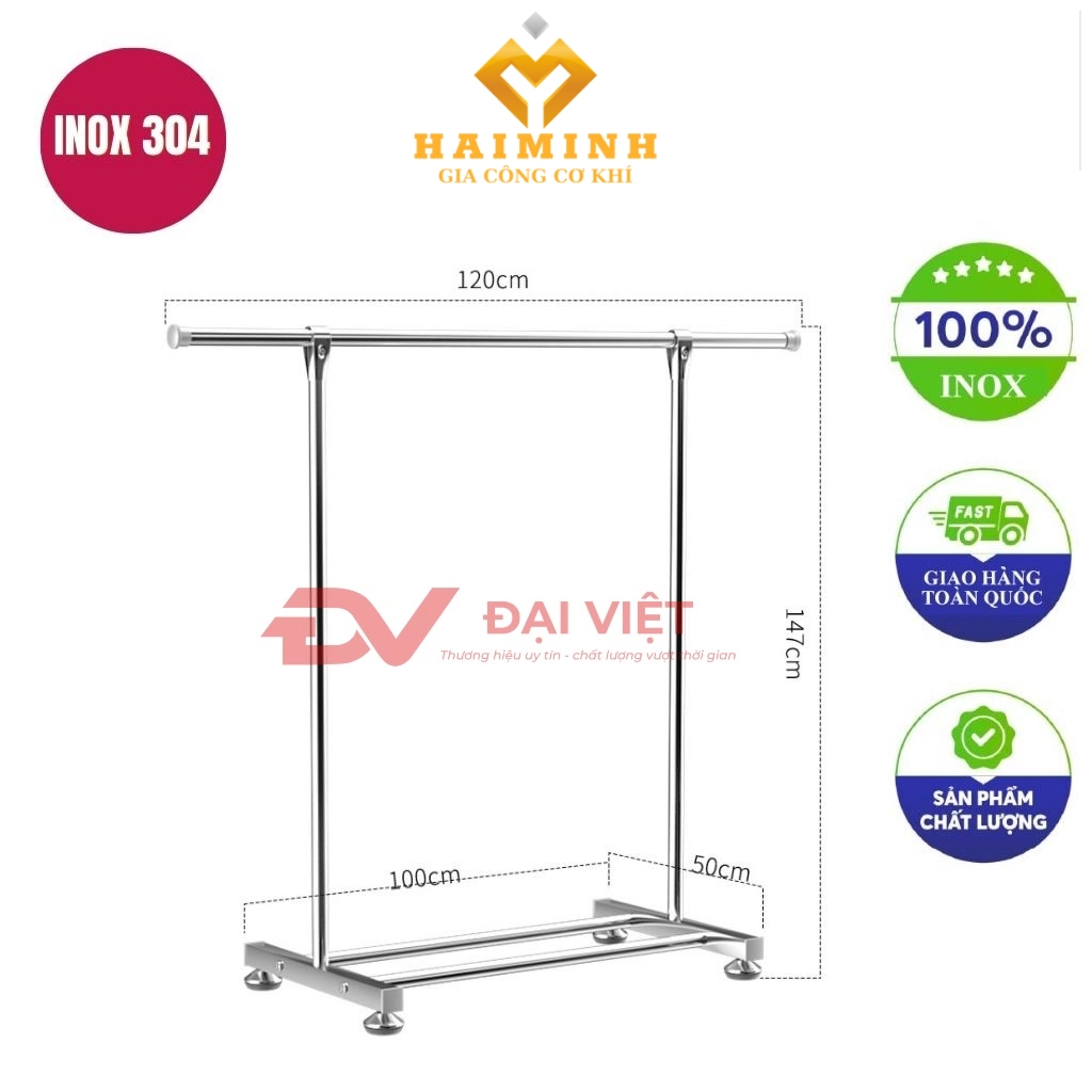 sao treo quan ao inox don 100x50x147cm