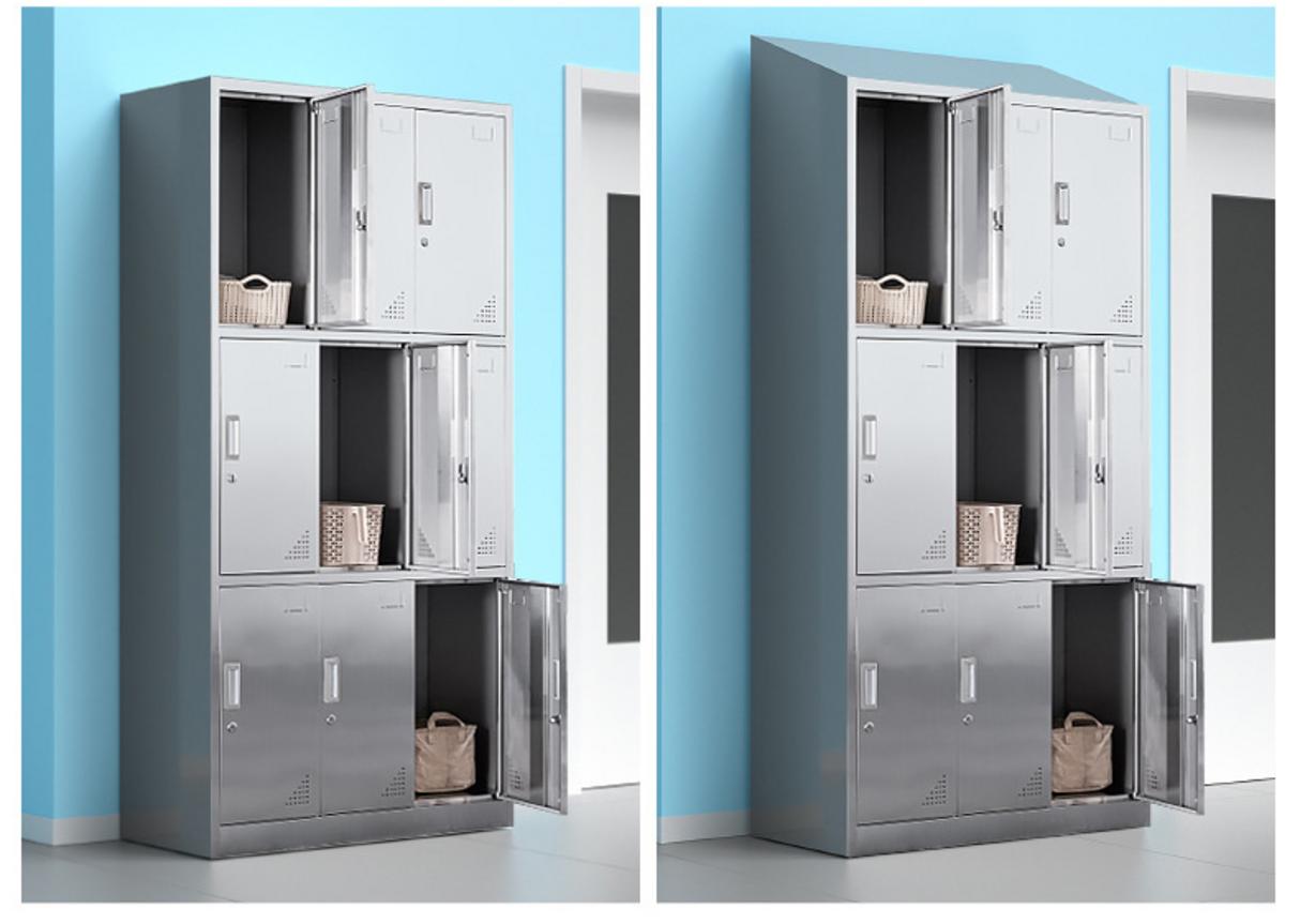 Thông số kỹ thuật tủ quần áo inox 9 cửa mái xéo