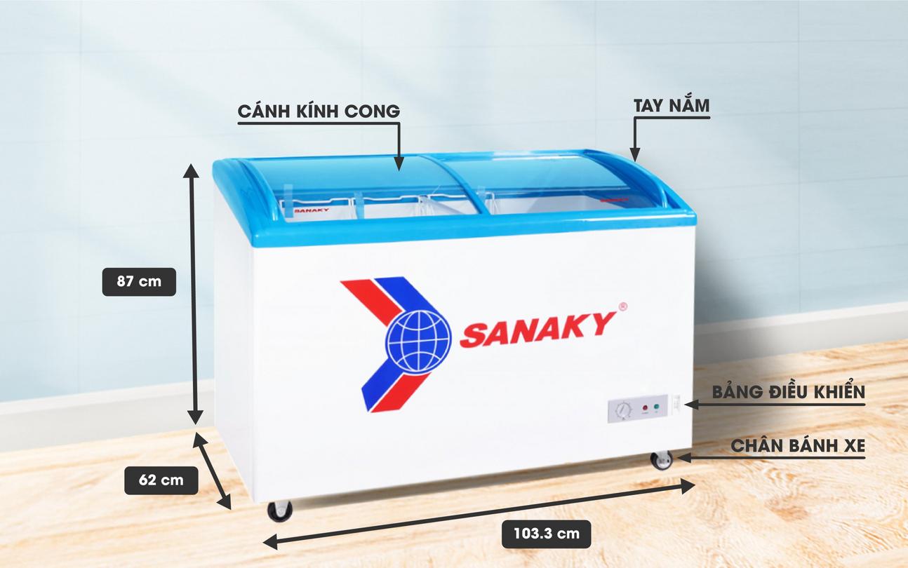 Tủ Đông 1 ngăn mặt kính Sanaky VH-382K dàn nhôm 380 lít