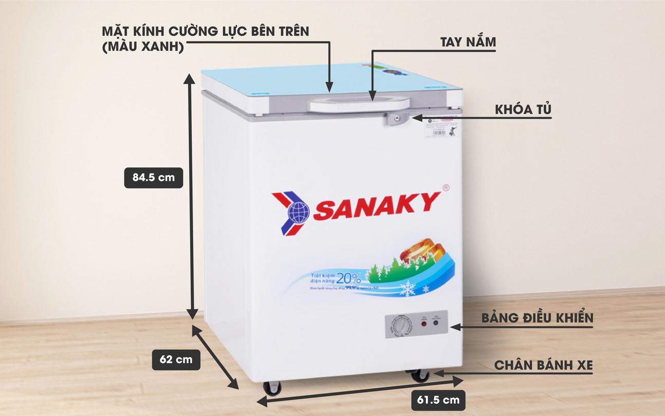 Tủ Đông 1 ngăn Sanaky VH-1599HYKD dàn Đồng kính cường lực 150 lít