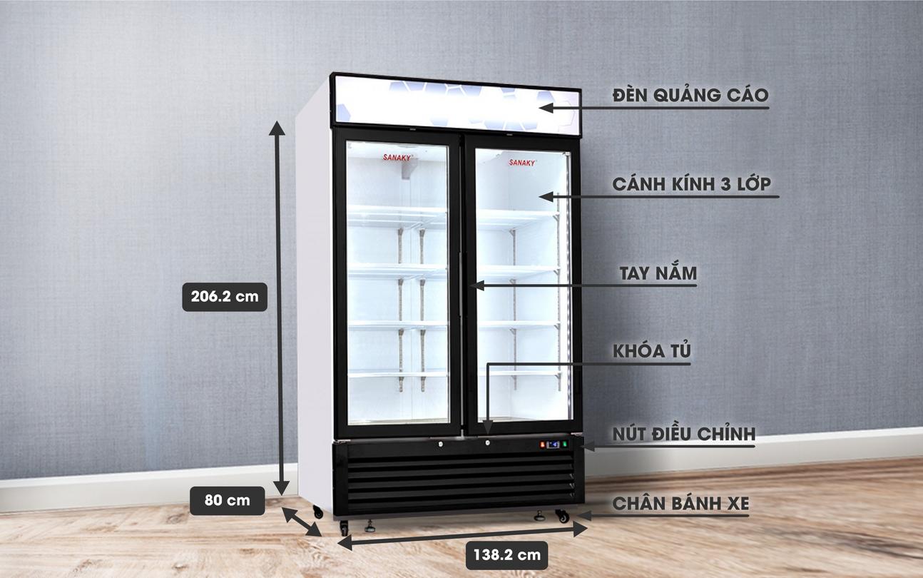 Tủ Đông Đứng 1 ngăn Sanaky VH-1368K dàn Đồng 1320 lít