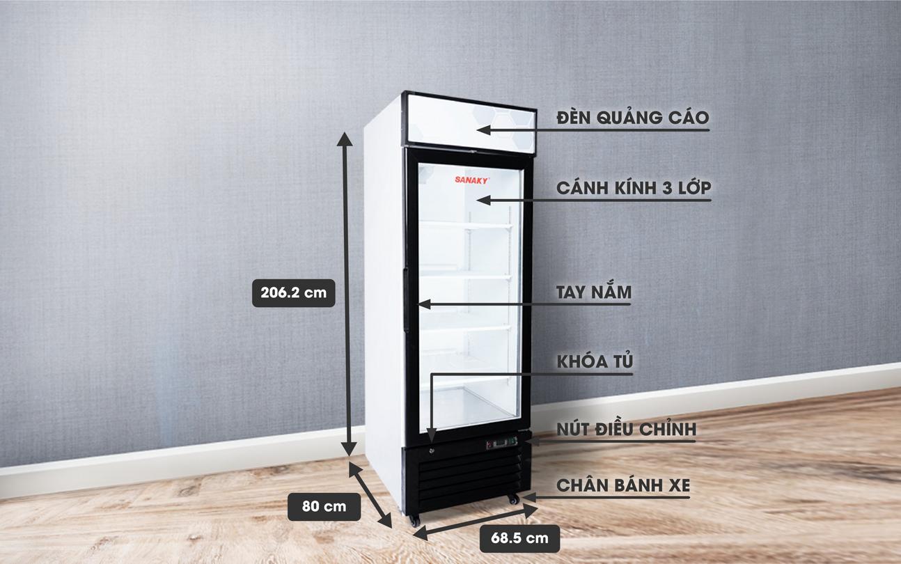 Tủ Đông Đứng 1 ngăn Sanaky VH-768K dàn Đồng 590 lít