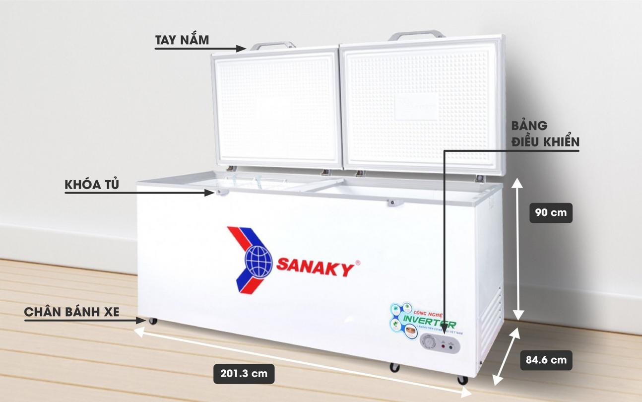 Tủ Đông Inverter Sanaky VH-8699HY4K dàn Đồng 1 ngăn 860 lít kính cường lực