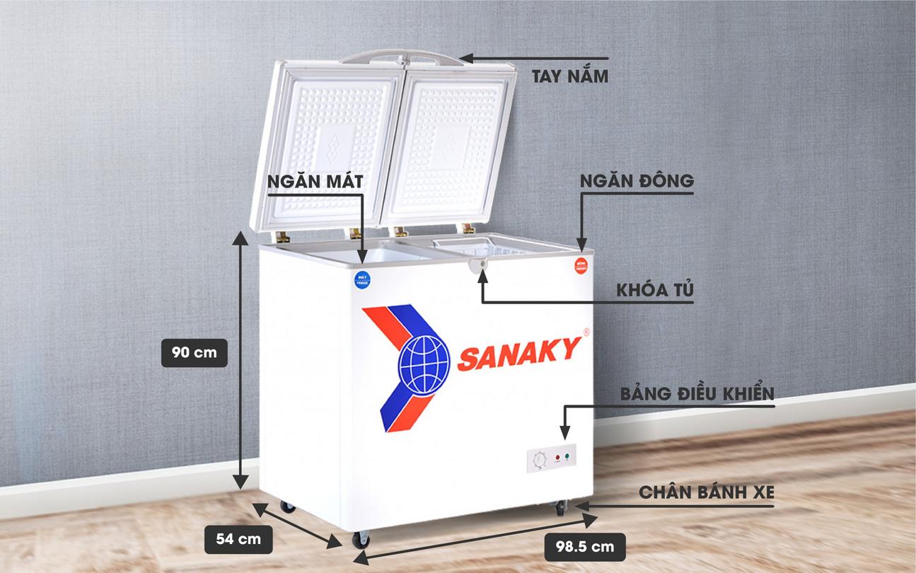 Tủ Đông Mát Sanaky VH-255W2 2 ngăn dàn nhôm 250 lít