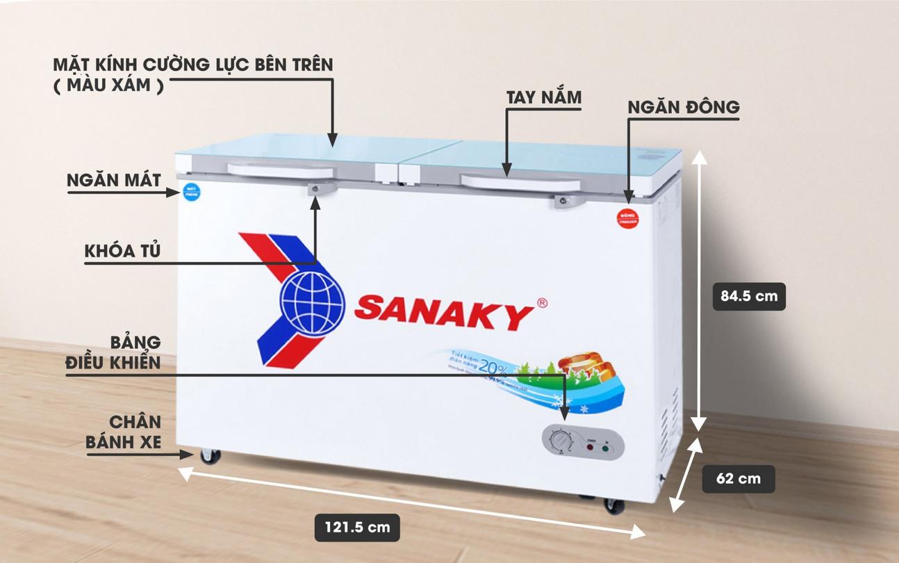 Tủ Đông Mát Sanaky VH-3699W2K Dàn Đồng 2 Ngăn 360 Lít Kính Cường Lực