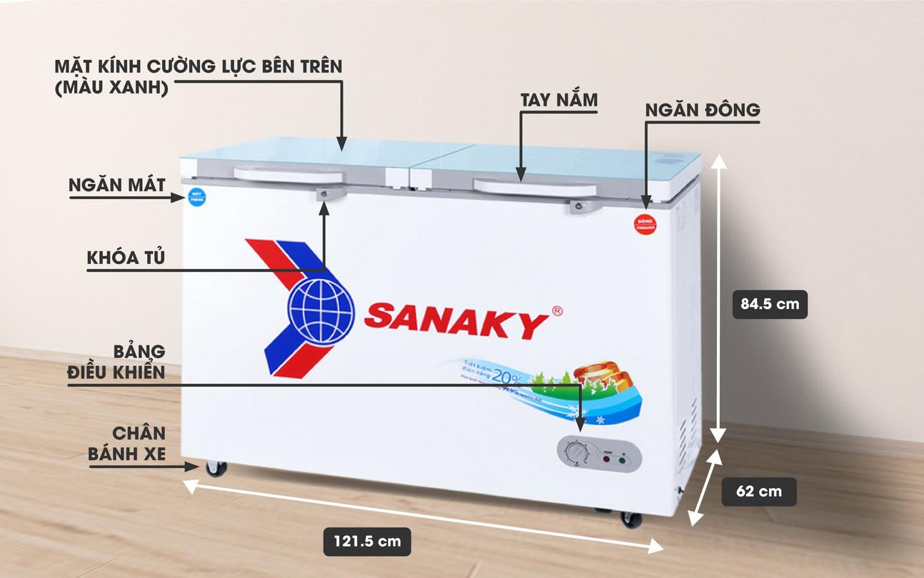 Tủ Đông Mát Sanaky VH-3699W2KD 2 ngăn dàn Đồng 360 lít kính cường lực