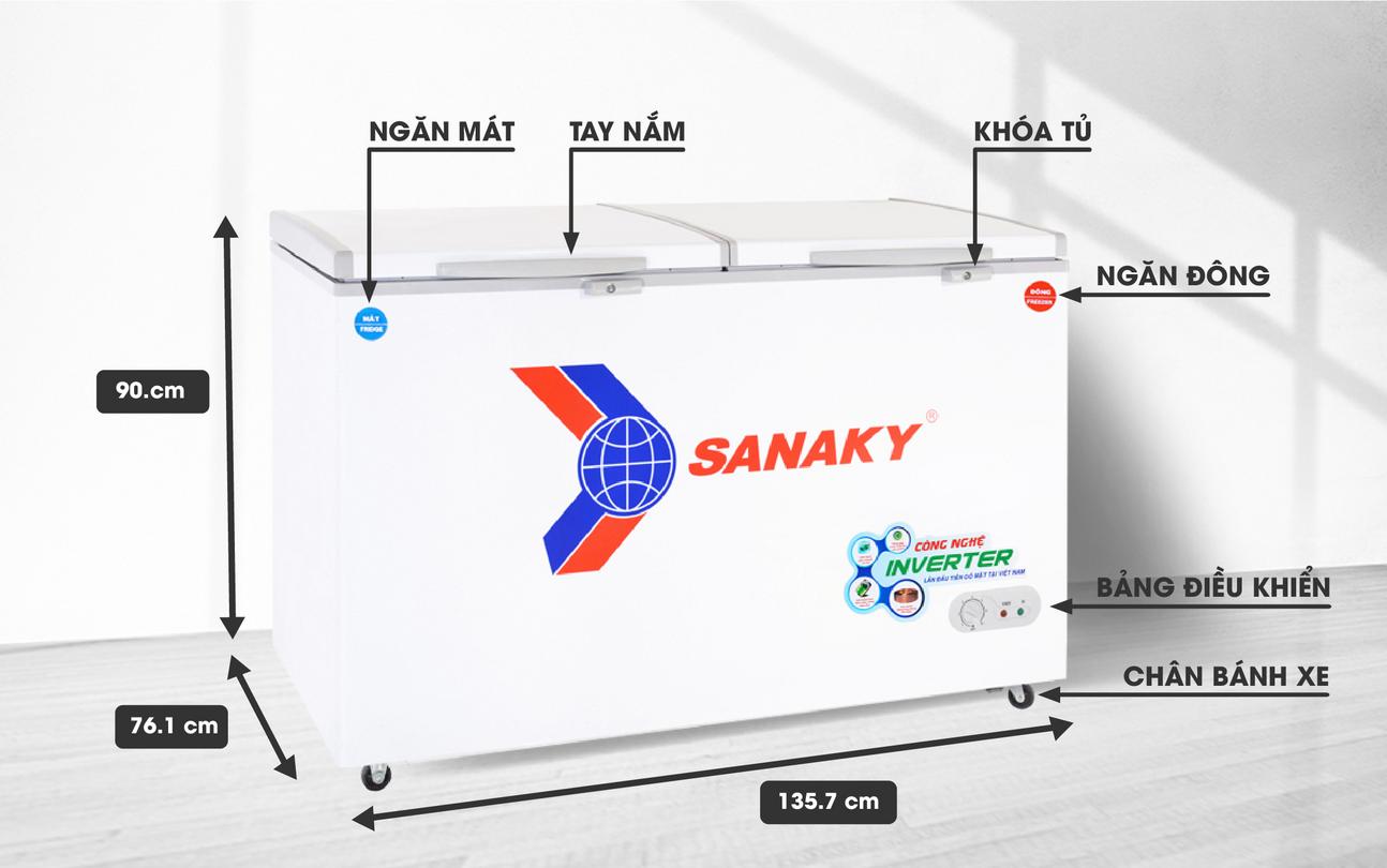Tủ Đông Mát Sanaky VH-5699W3 inverter 2 ngăn dàn Đồng 560 lít