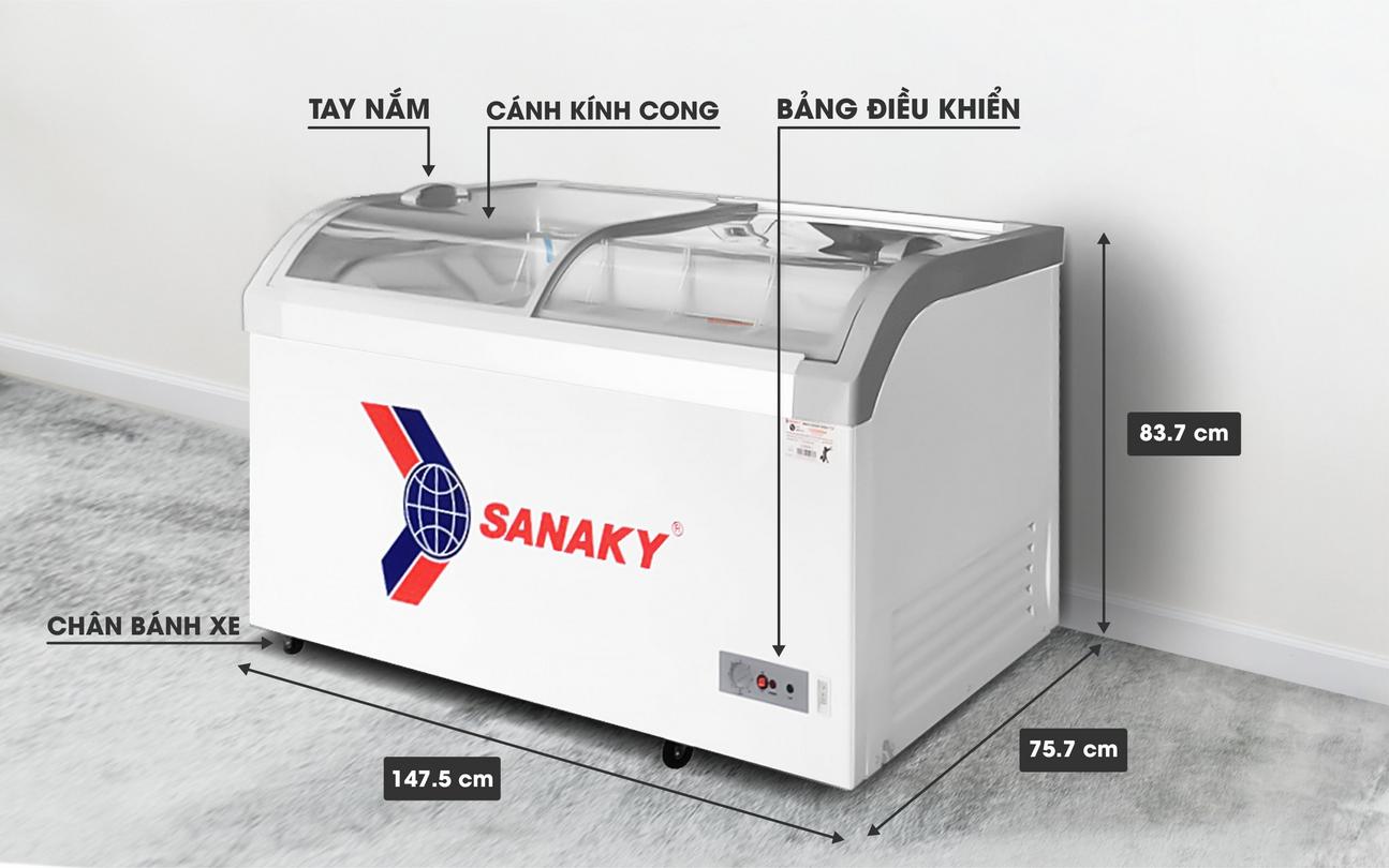 Tủ Đông Sanaky Mặt Kính VH-888KA dàn nhôm 1 ngăn 800 lít