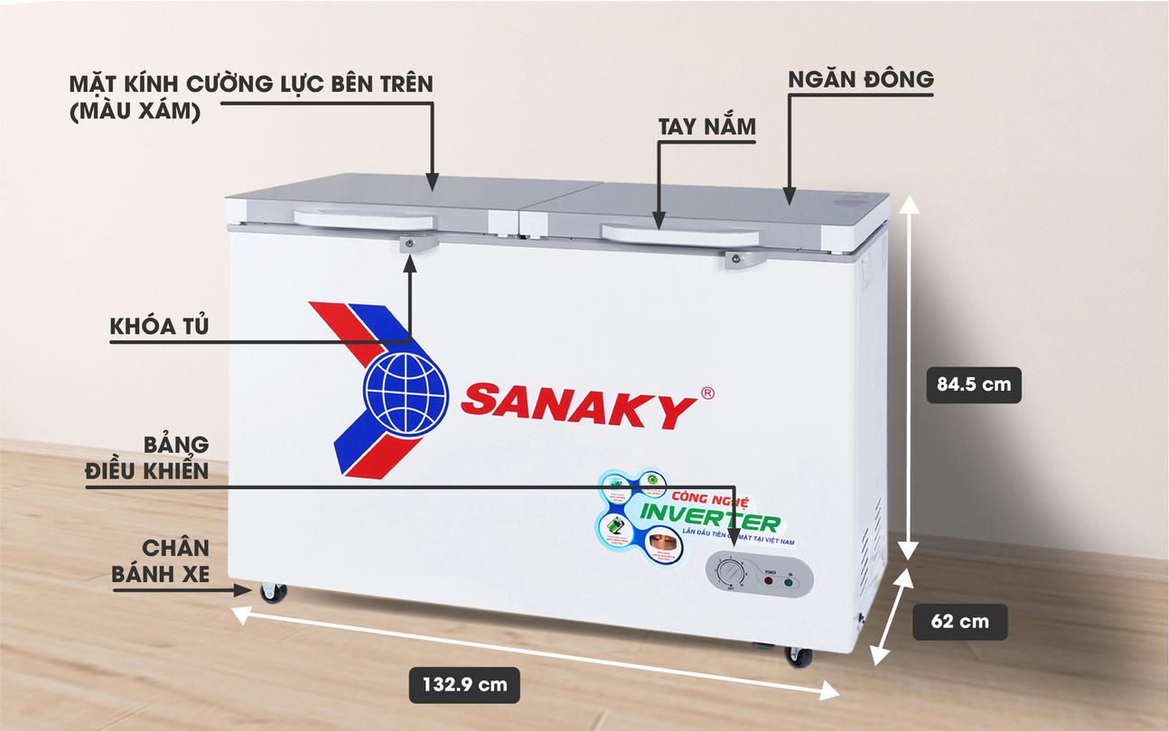 Tủ Đông Sanaky VH-4099A4K inverter 1 ngăn dàn Đồng 400 lít kính cường lực