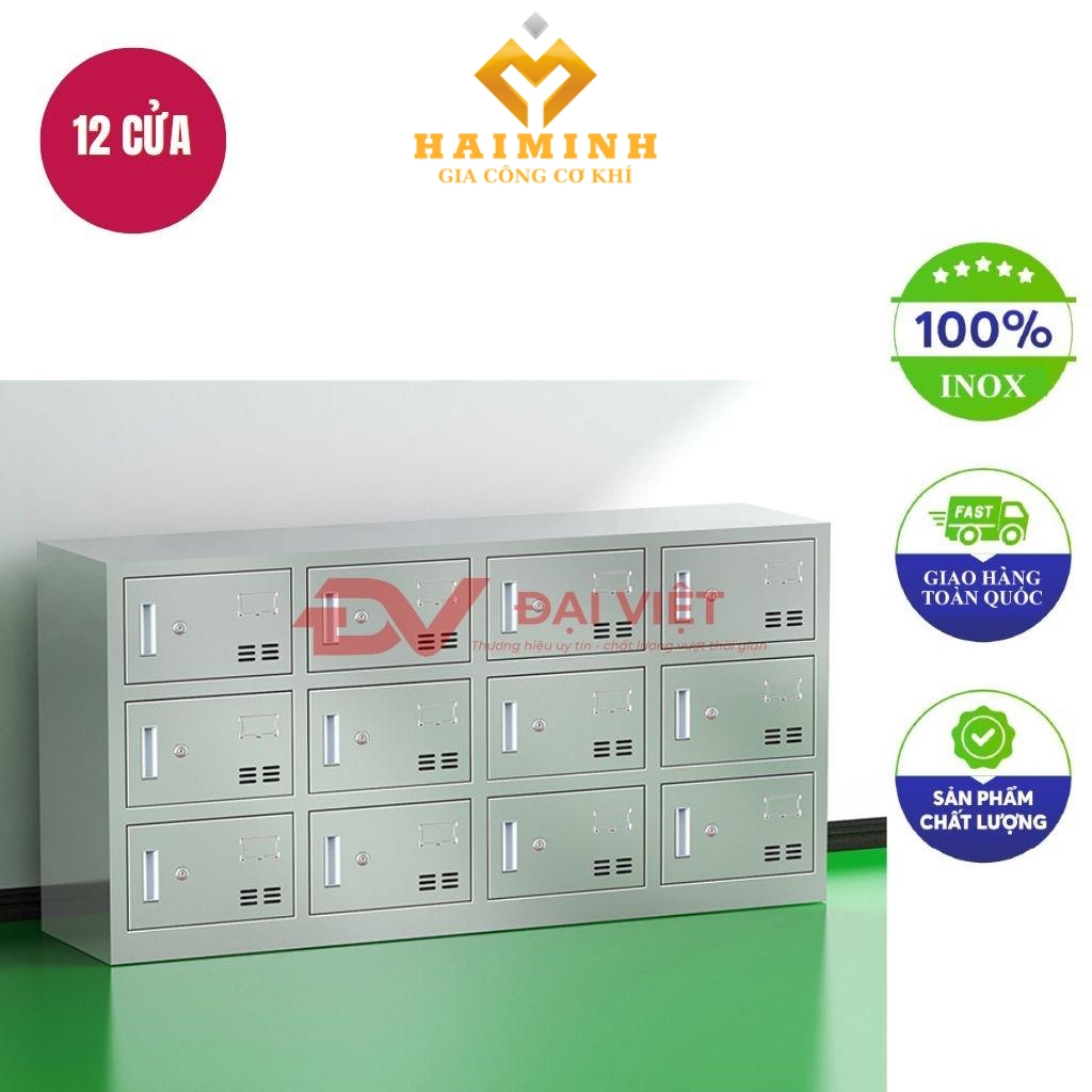 tủ giày inox 12 hộc có khóa 1200x300x600mm