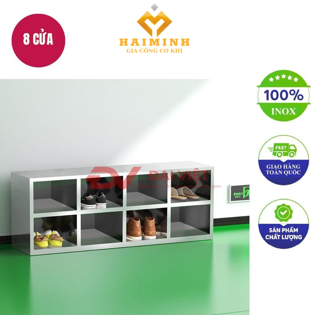 tủ giày inox 8 ngăn 1200x300x450mm