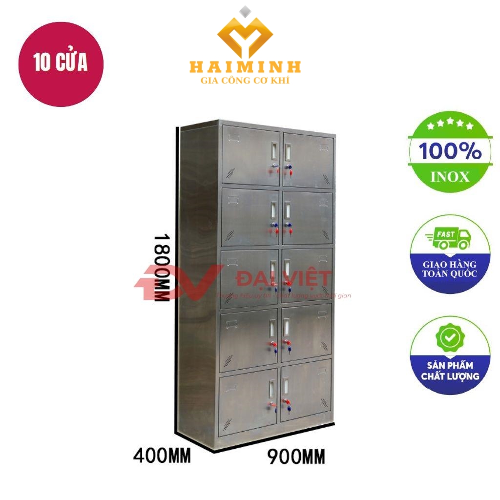 tủ hồ sơ inox 10 cửa 900x400x1800mm