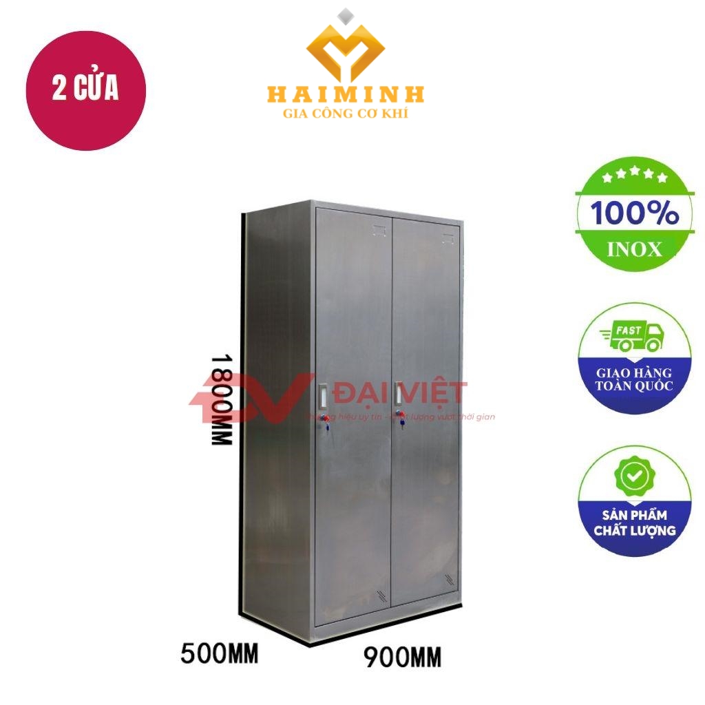 tủ hồ sơ inox 2 cửa inox 900x500x1800mm