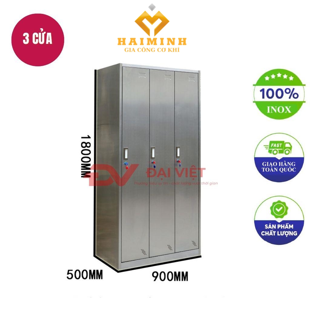 tủ hồ sơ inox 3 cửa 900x500x1800mm