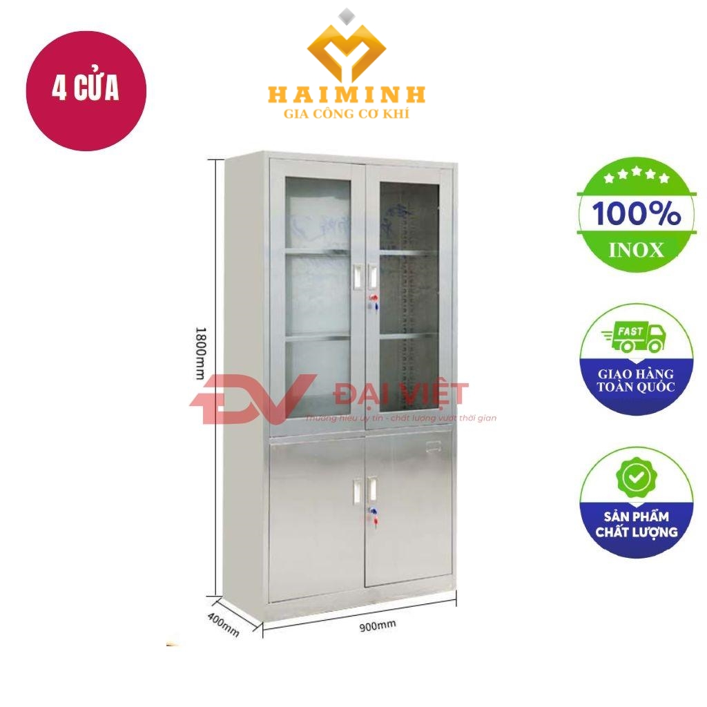 tủ hồ sơ inox 4 của 900x400x1800mm