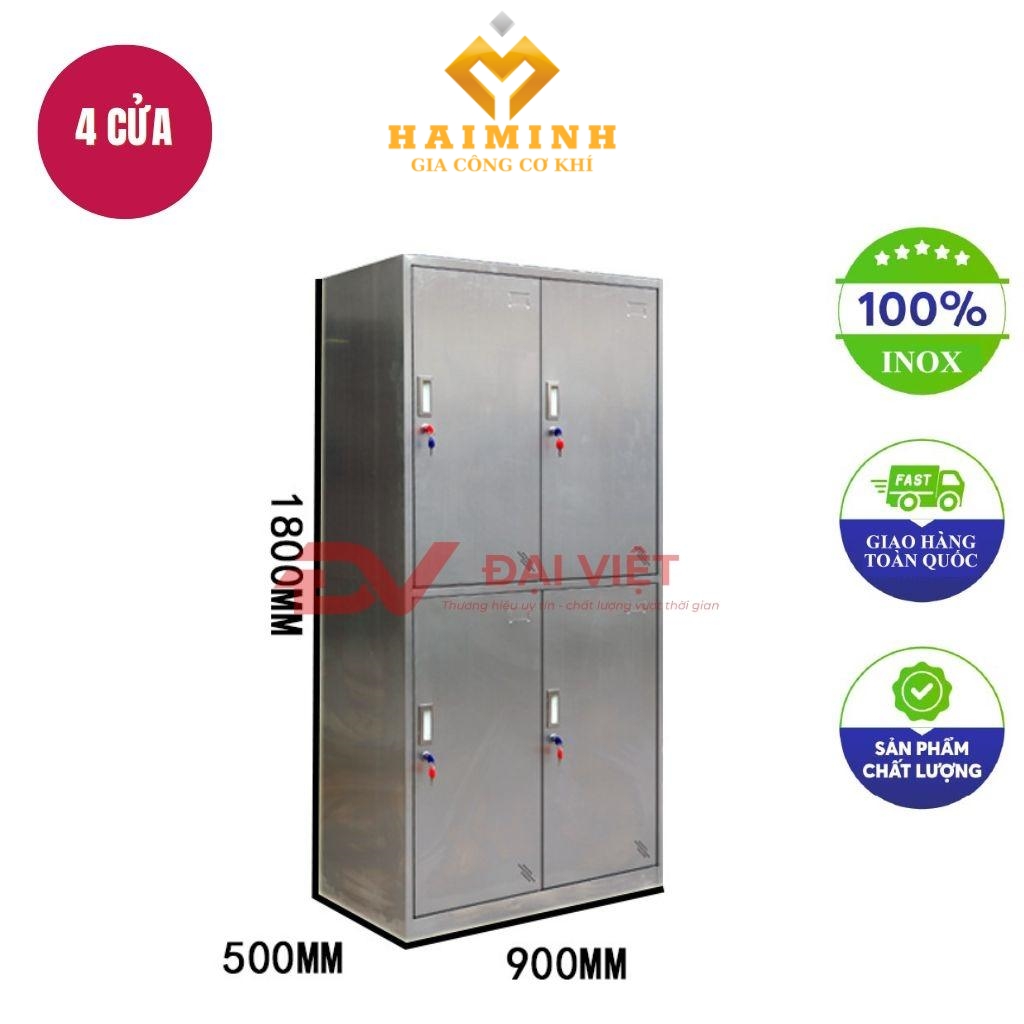 tủ hồ sơ inox 4 cửa 900x500x1800mm