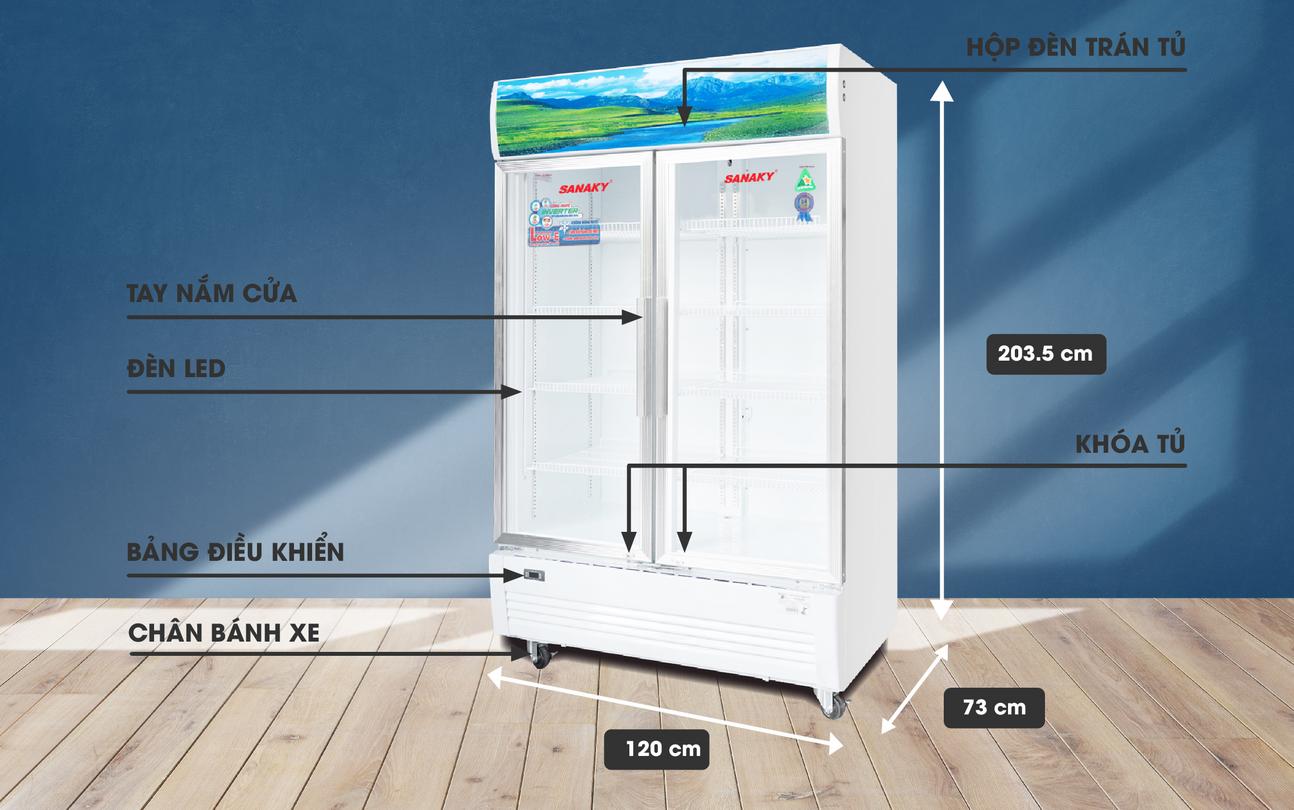 Tủ Mát 2 Cánh Sanaky VH-1209HP3 inverter dàn Đồng 1200 lít