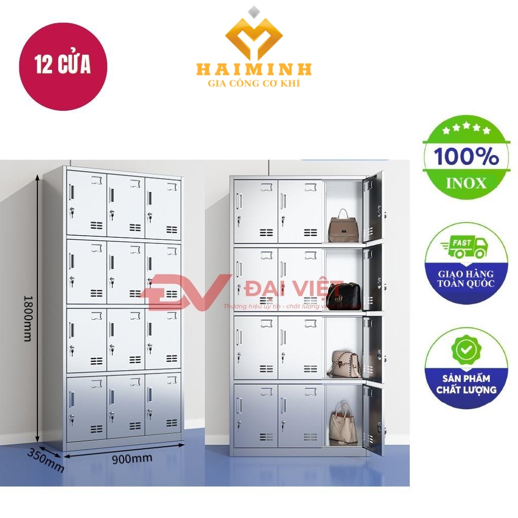 tủ quần áo inox 12 cửa 1800x350x900mm