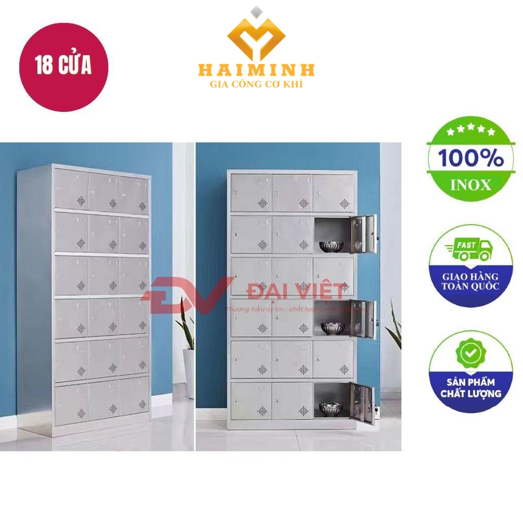 tủ quần áo inox 18 cửa 1800x350x900mm