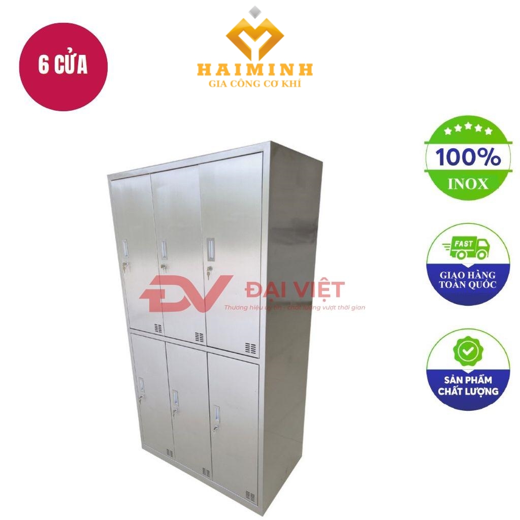 Tủ quần áo inox 6 cửa cho nhân viên phòng sạch