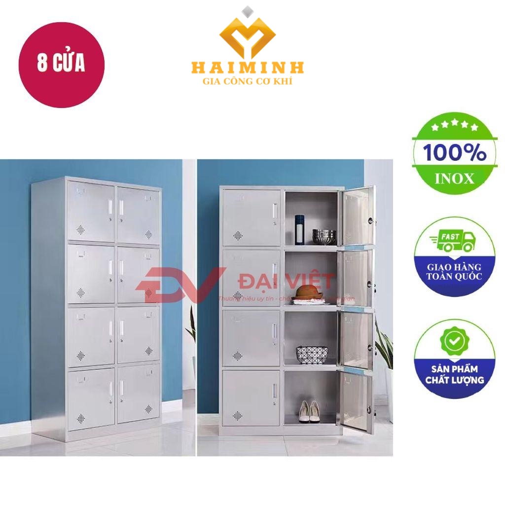 tủ quần áo inox 8 cửa 1800x400x900mm