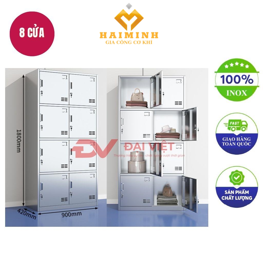 tủ quần áo inox 8 cửa 1800x420x900mm