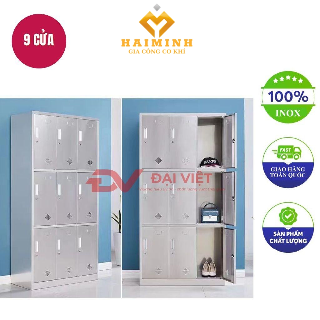tủ quần áo inox 9 cửa 1800x400x900mm