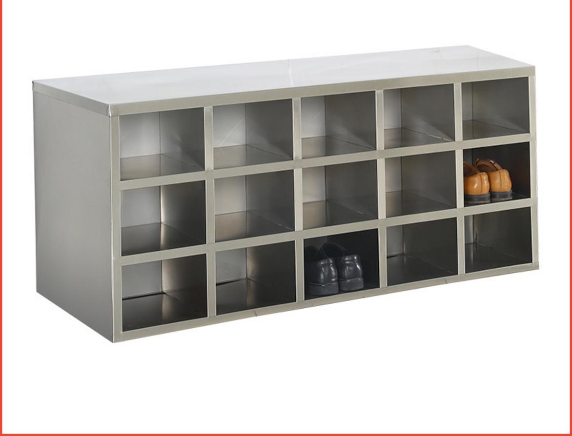 Ưu điểm nổi bật của tủ giầy inox 15 hộc 1500x600x600mm với chi tiết hộc khóa mái dốc chống bụi và khung inox chắc chắn