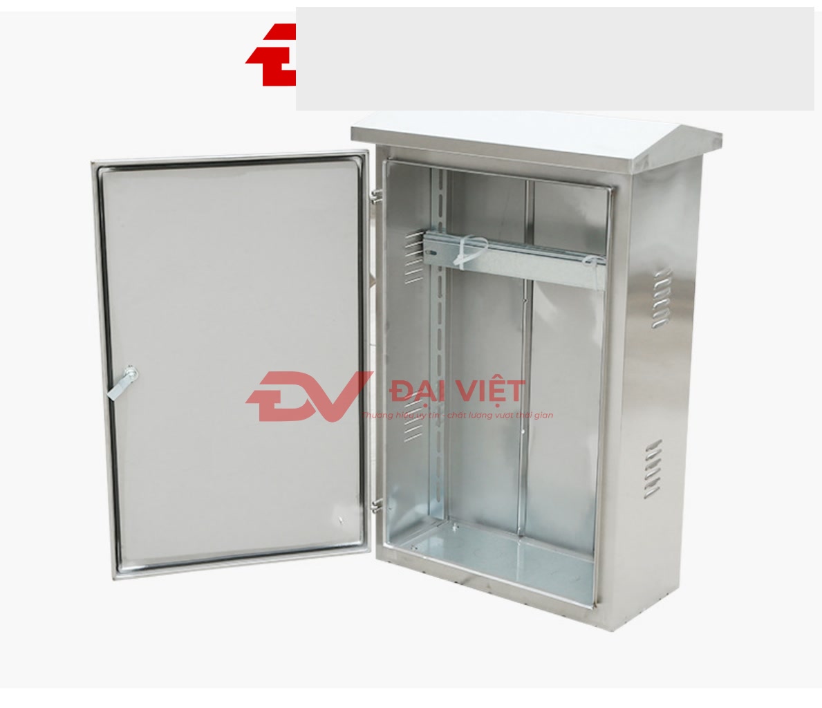 vo tu dien inox ngoai troi 2 lop cua 600x1000x300mm voi mat trong duoc lap san khung de bat thiet bi dien