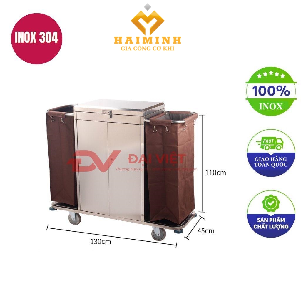 xe đẩy buồng phòng khách sạn 1300x450x1100mm