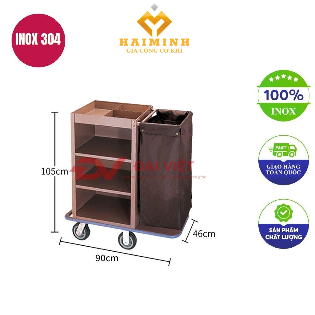 xe đẩy dọn phòng 900x460x105mm