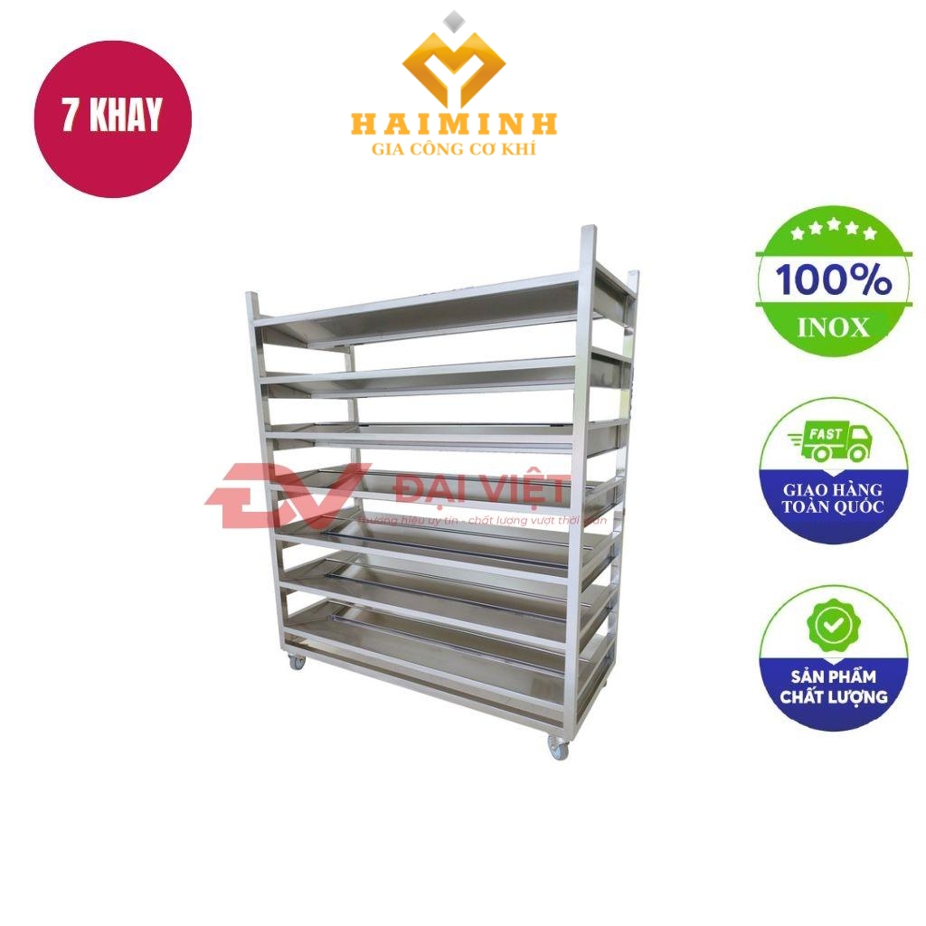 xe đẩy khay bánh inox 7 khay