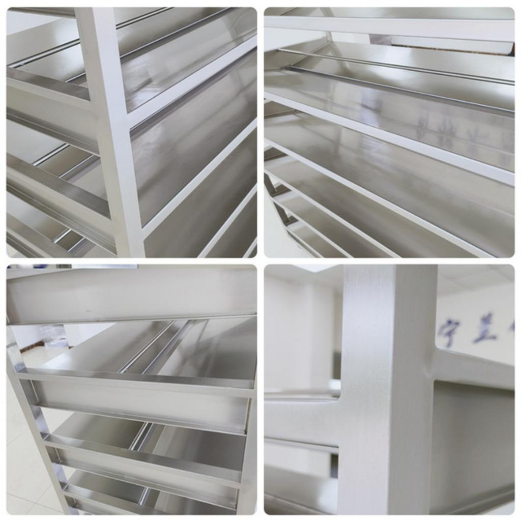 Xe đẩy khay bánh inox 7 khay với các ưu điểm nổi bật được minh họa bằng biểu tượng