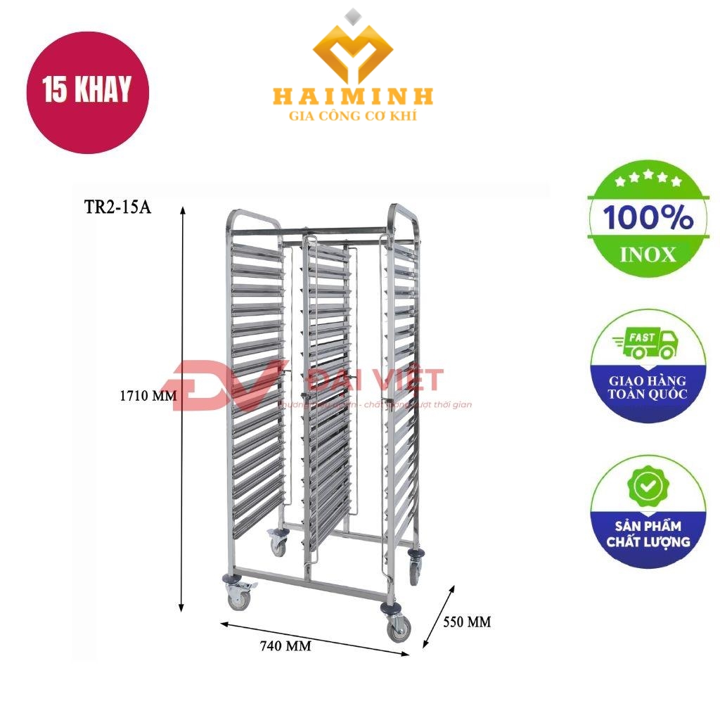 xe đẩy khay inox 15 tầng