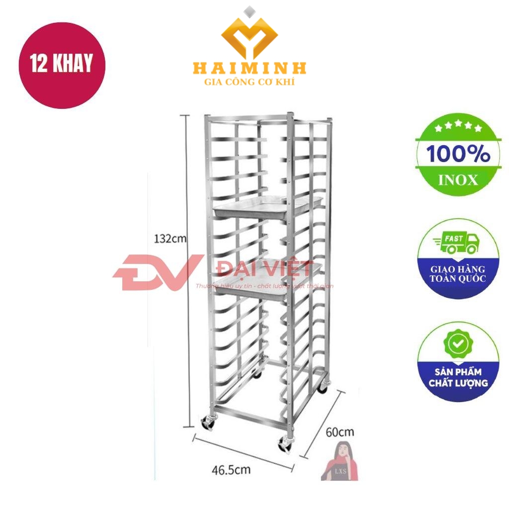 xe đẩy khay nướng bánh 12 tầng 1 hàng