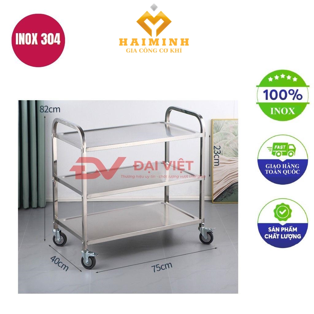 Xe đẩy thức ăn nhà hàng 950x490x930mm