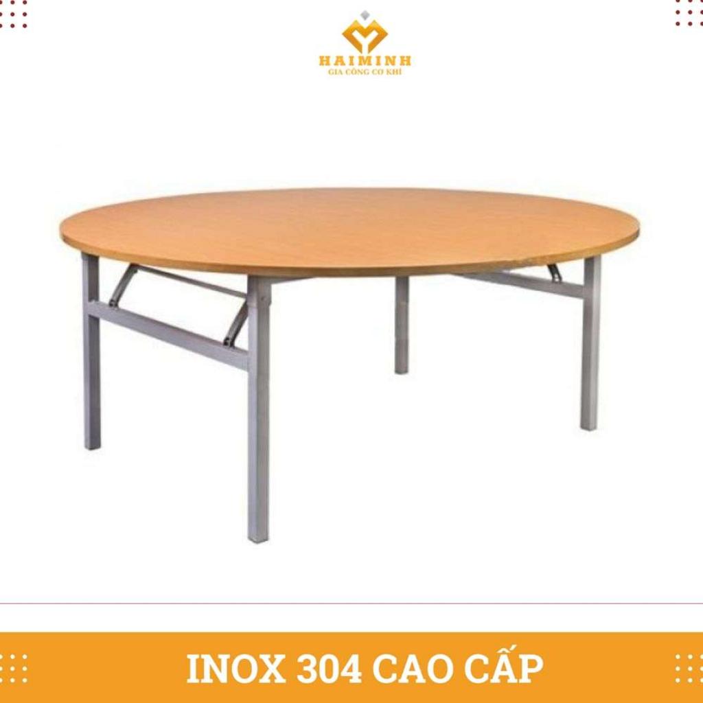 Bàn ăn mặt gỗ chân inox
