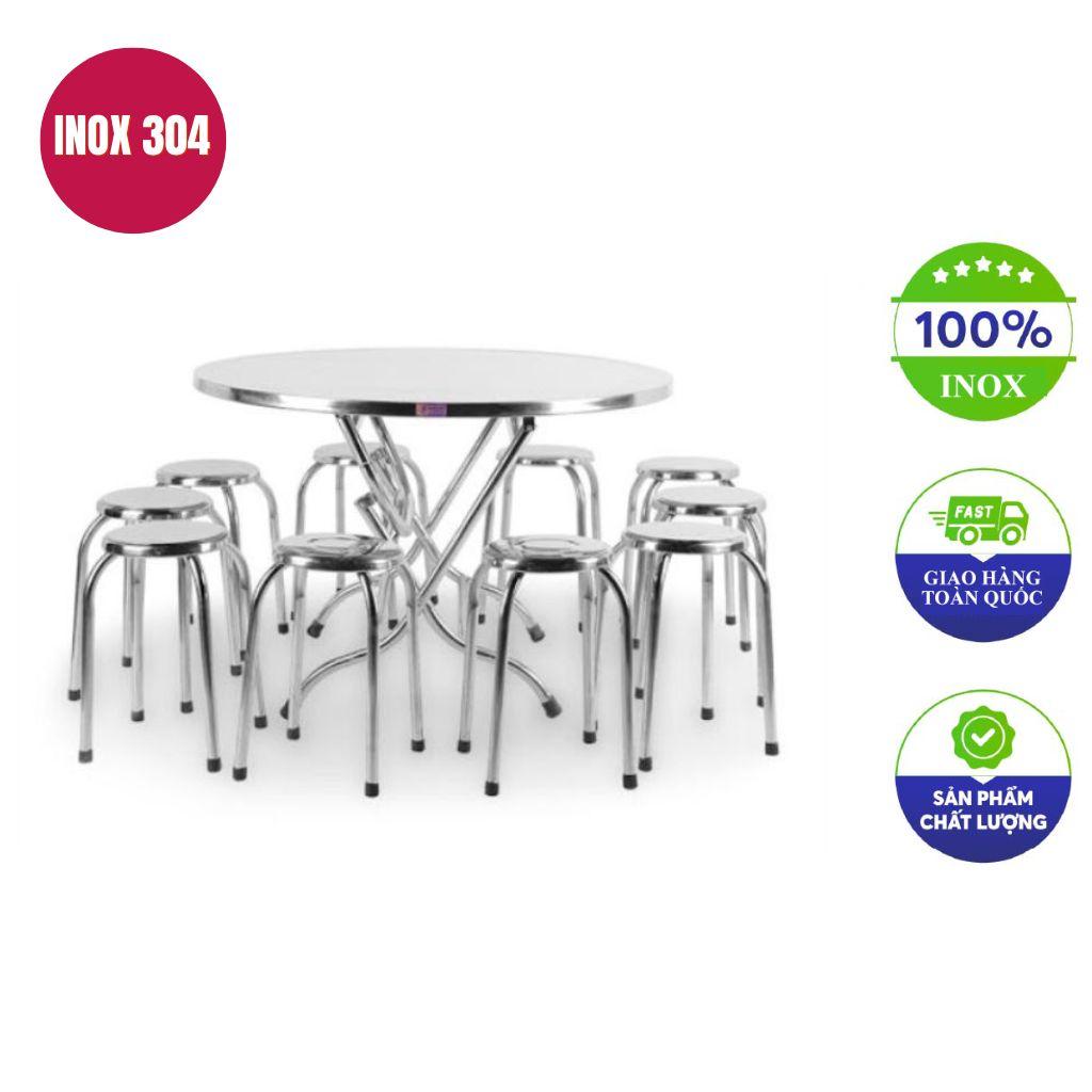 Bàn ăn công nghiệp inox 120x60x76cm