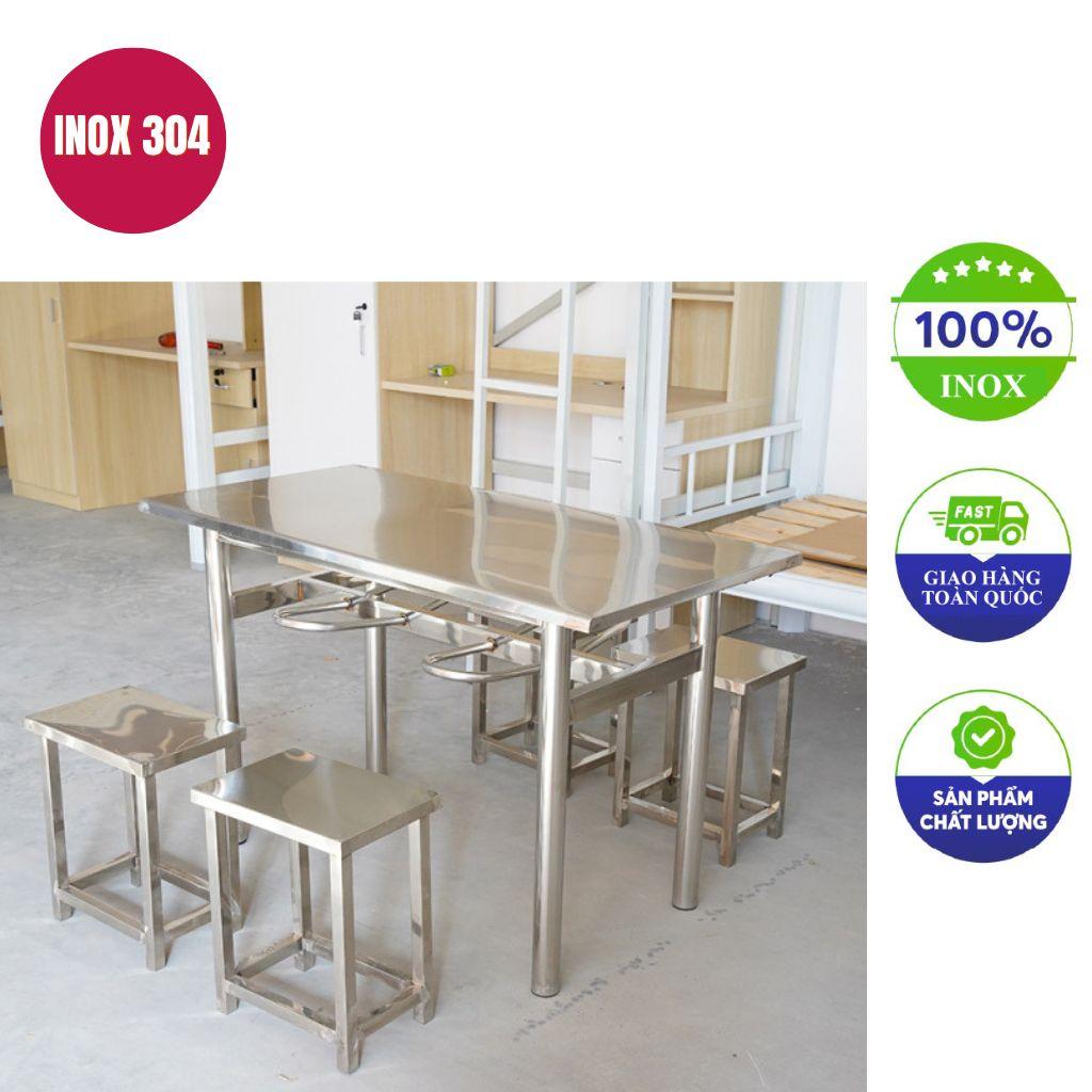 Bàn ăn công nghiệp inox 200x140x75cm
