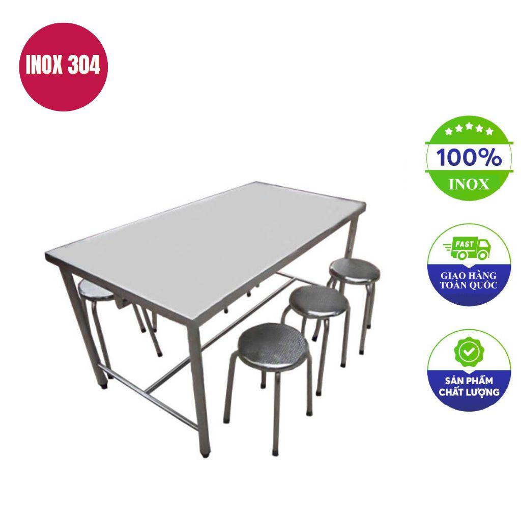 Bàn ăn công nghiệp inox 200x60x75cm