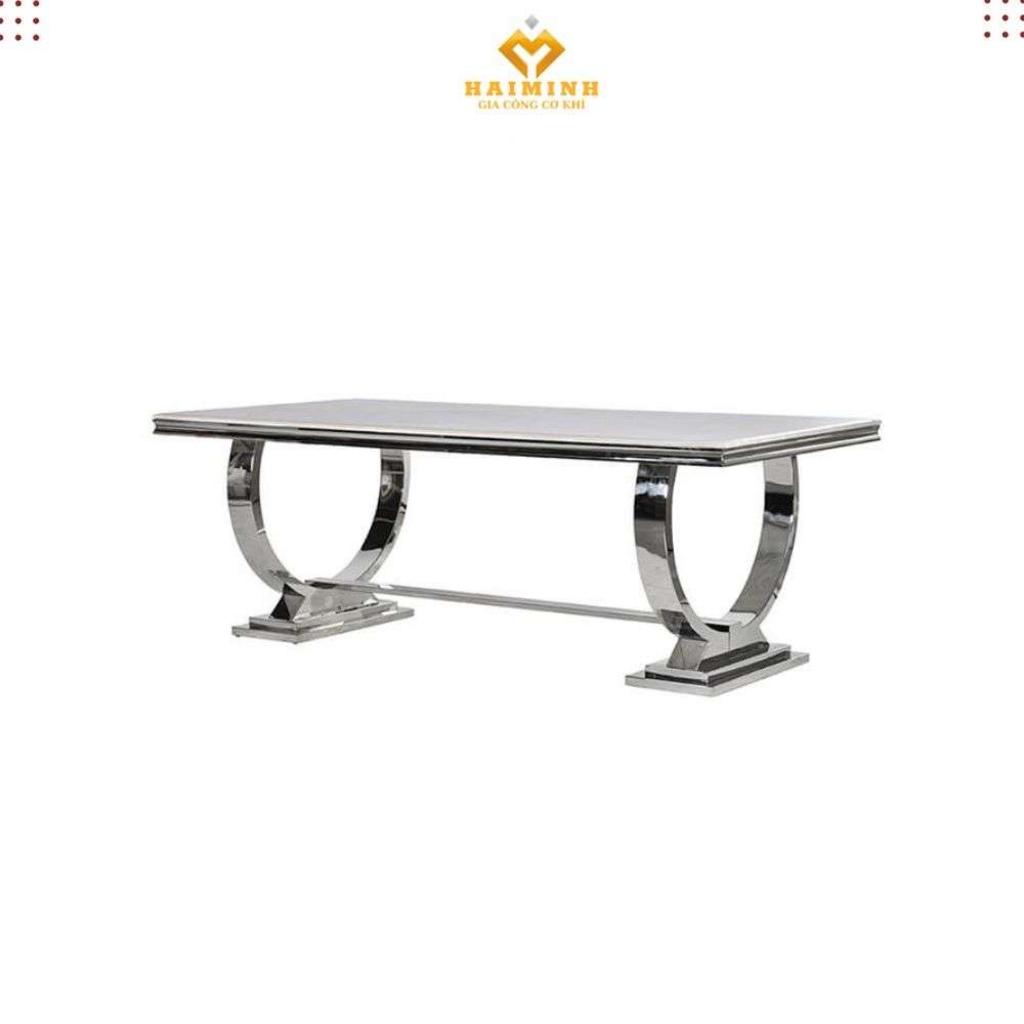 Bàn ăn chân inox mặt đá
