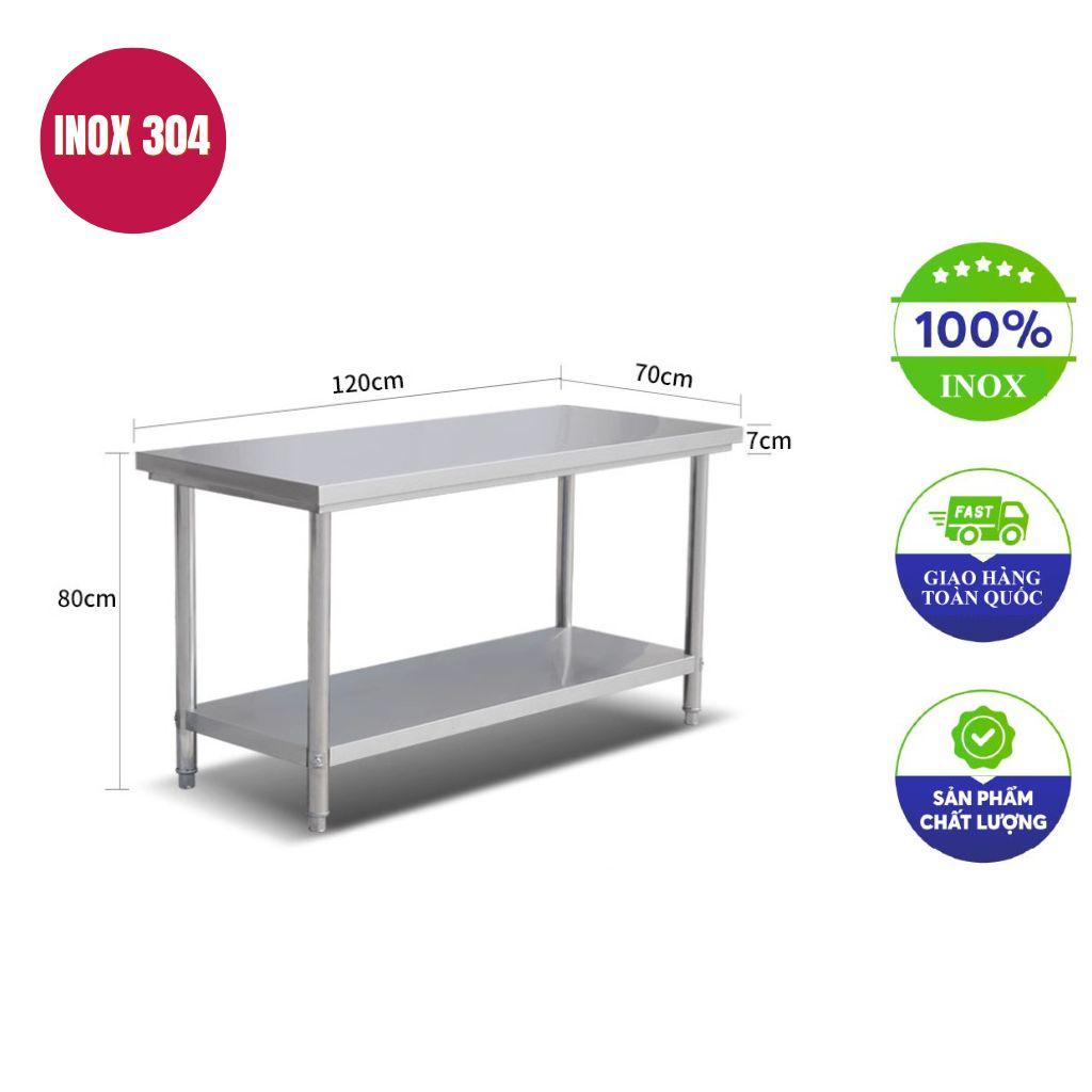 Bàn bếp inox 2 tầng 120x70x80cm