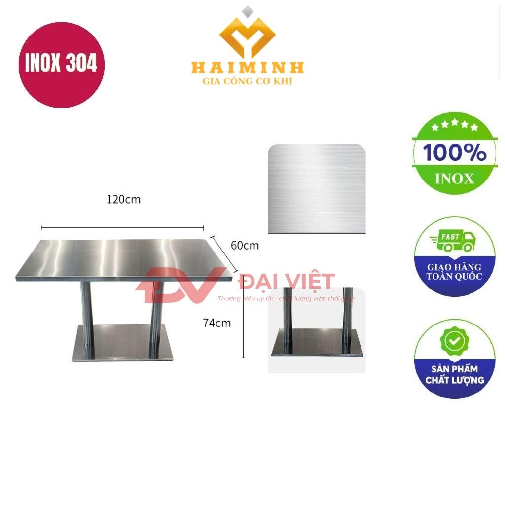 bàn inox chữ nhật 120x60x74cm