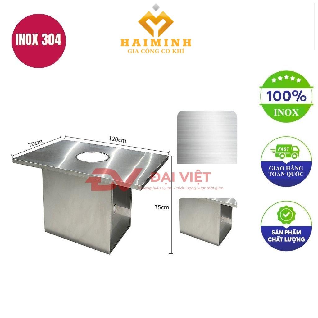 bàn inox chữ nhật 120x70x75cm