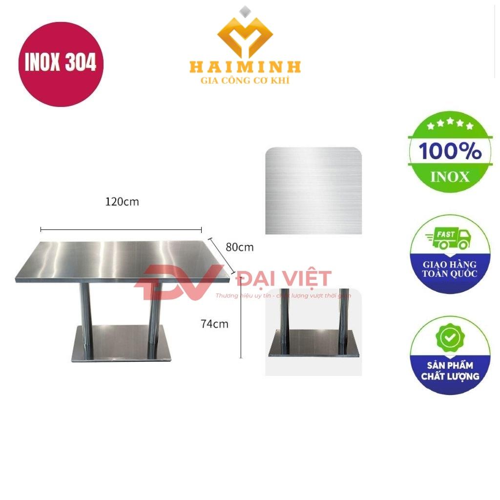 bàn inox chữ nhật 120x80x74cm